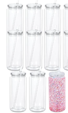 20oz Acrylic snowglobe Tumbler w/Clear lid and straw