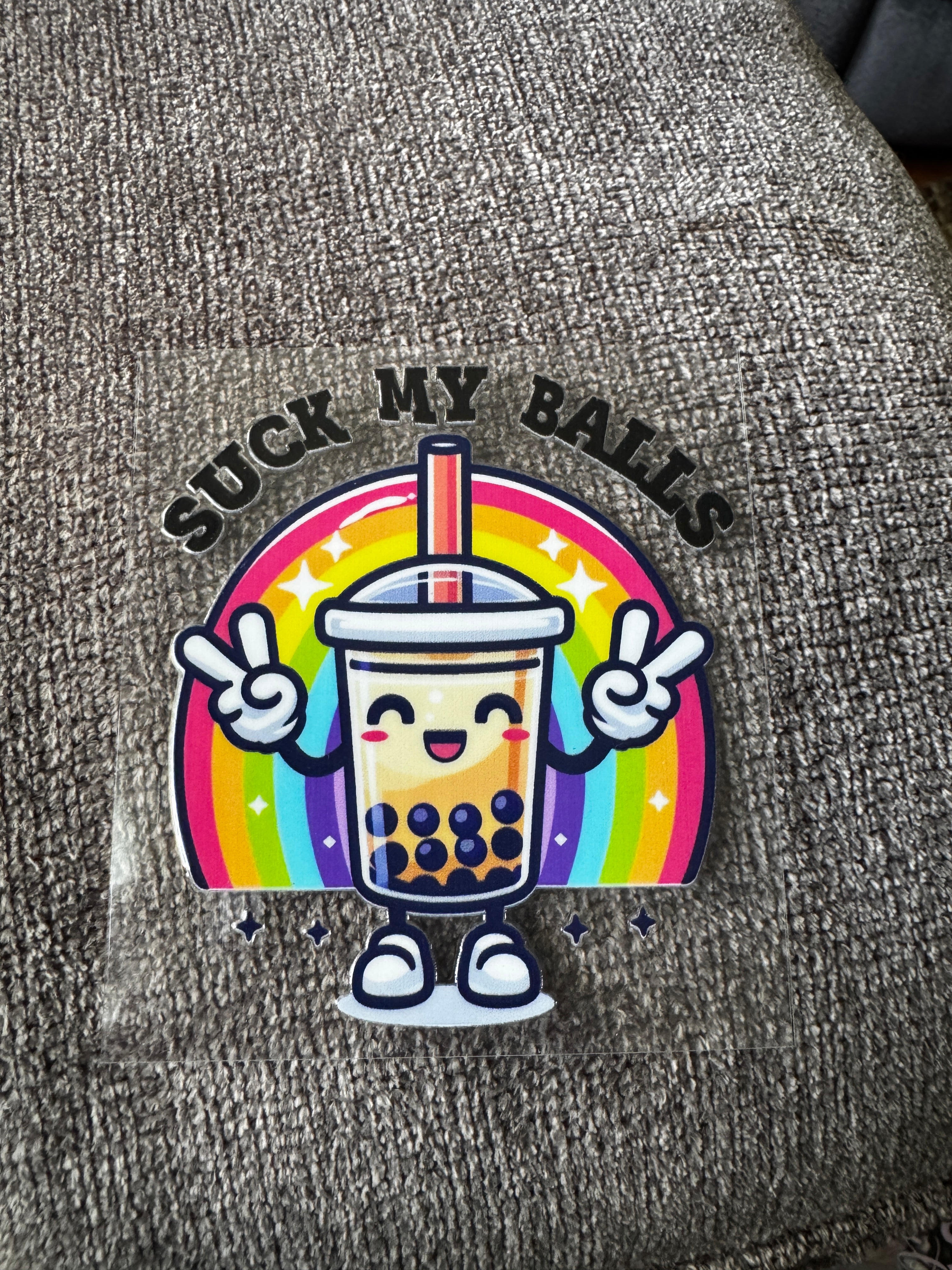Suck my balls Boba drink decal