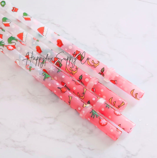 Color changing (red) Grinch straws fits 24 and 40oz cups