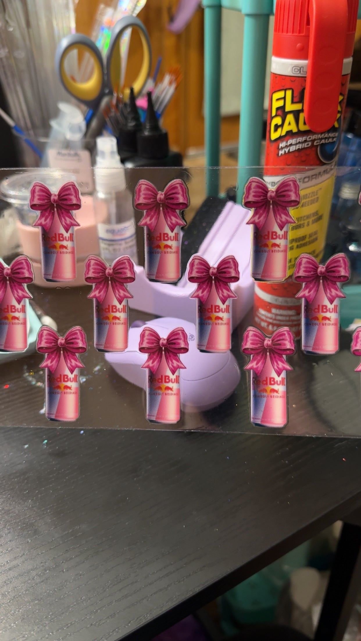 Red Bull pink bows