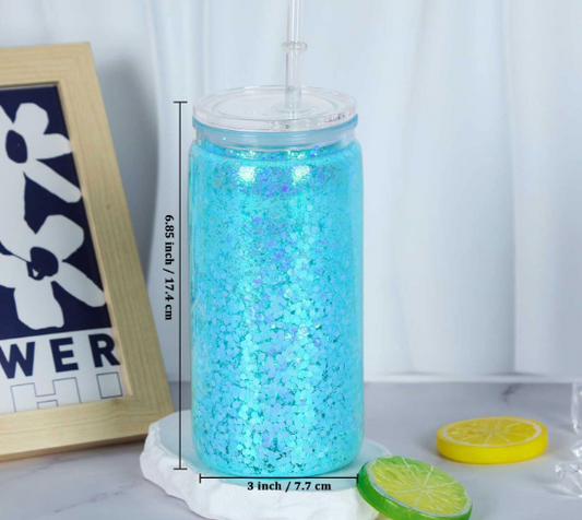 20oz Acrylic snowglobe Tumbler w/Clear lid and straw