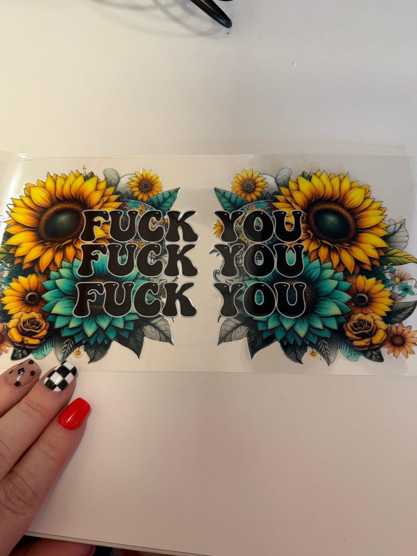 Fuck You with pretty sunflowers