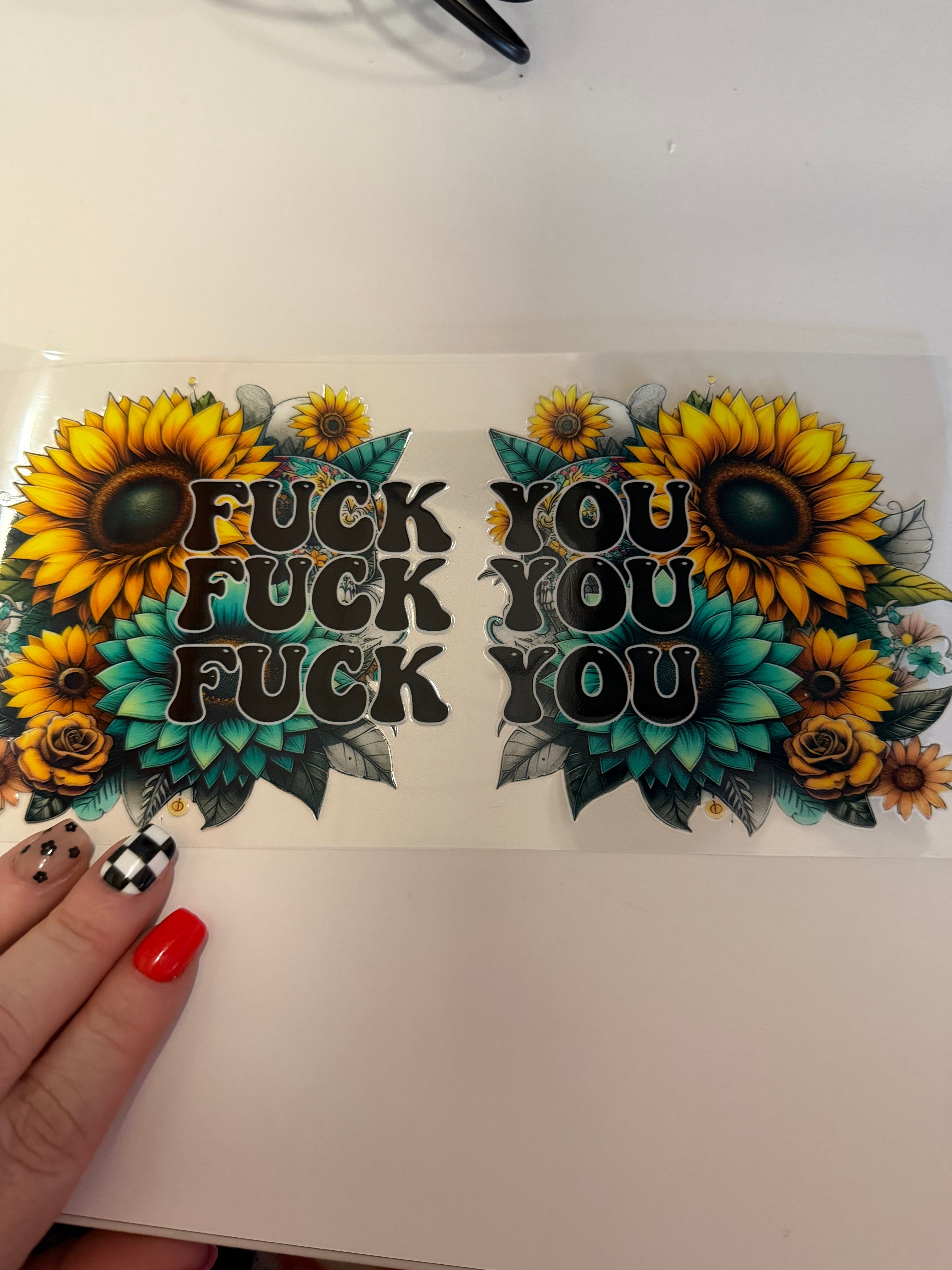 Fuck You with pretty sunflowers