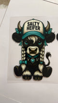 Salty heifer cow with braids decal