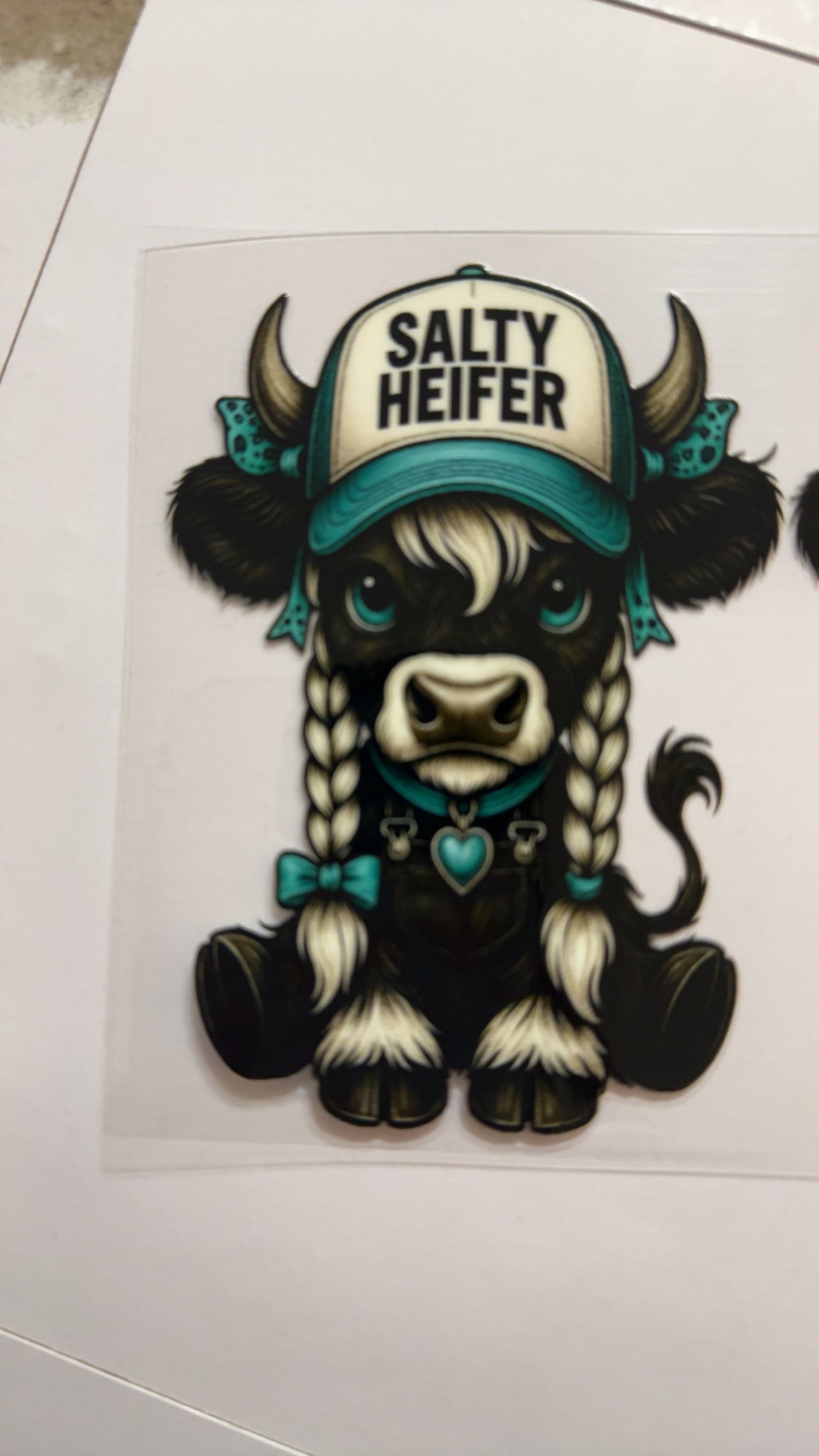 Salty heifer cow with braids decal