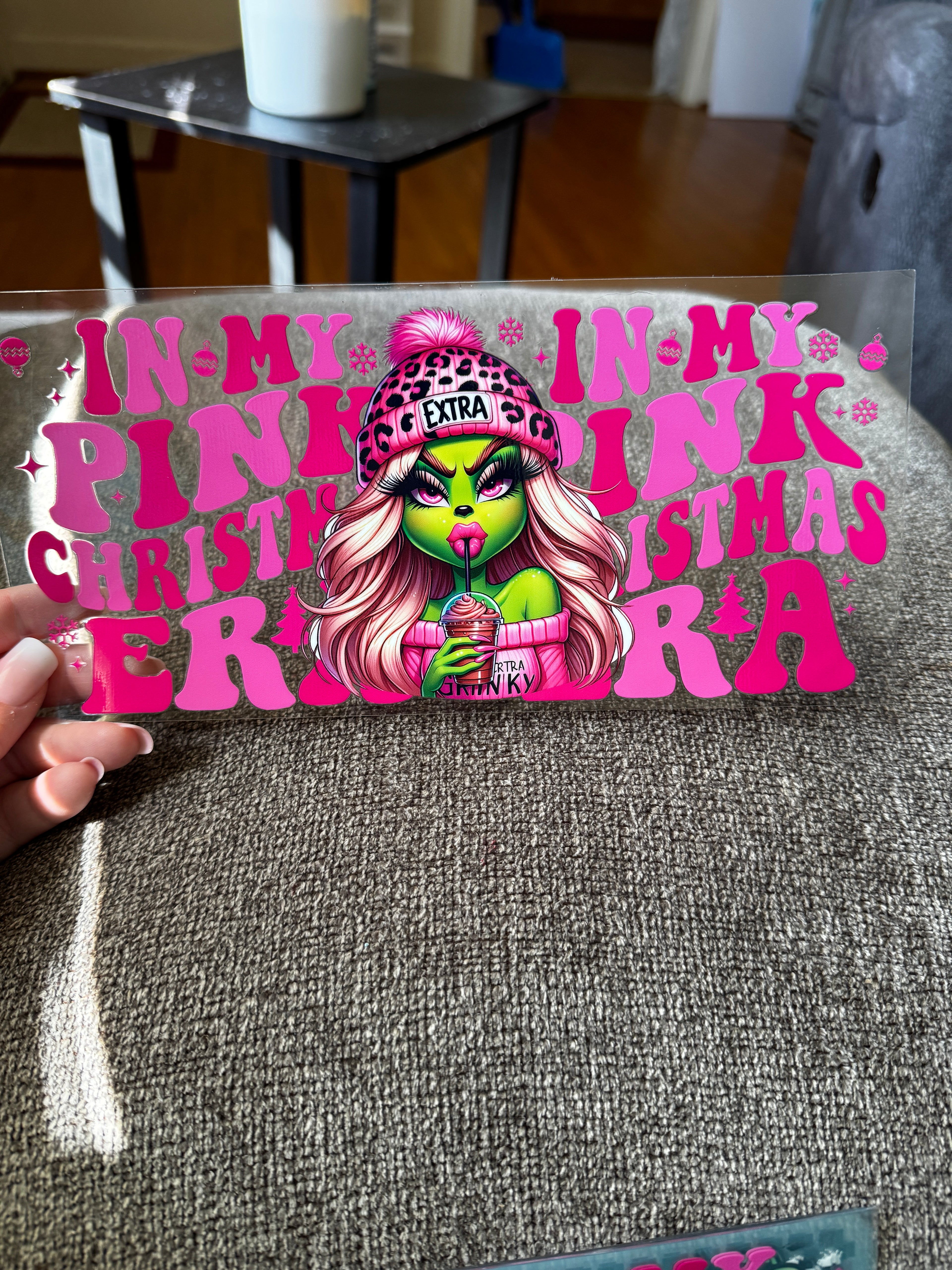 In my pink Christmas era girl Grinch