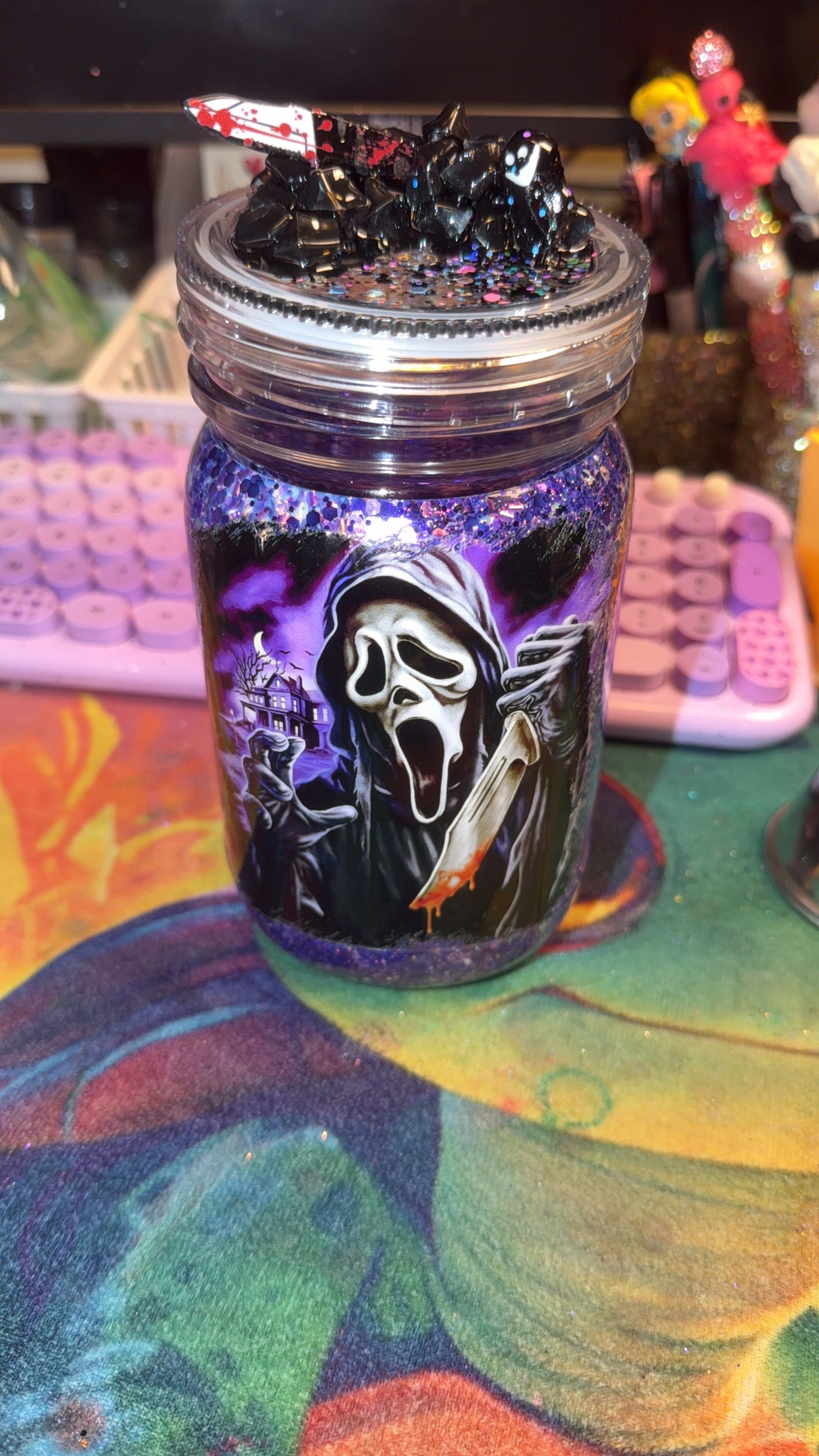 20oz mason DRY glitter with decorative lid