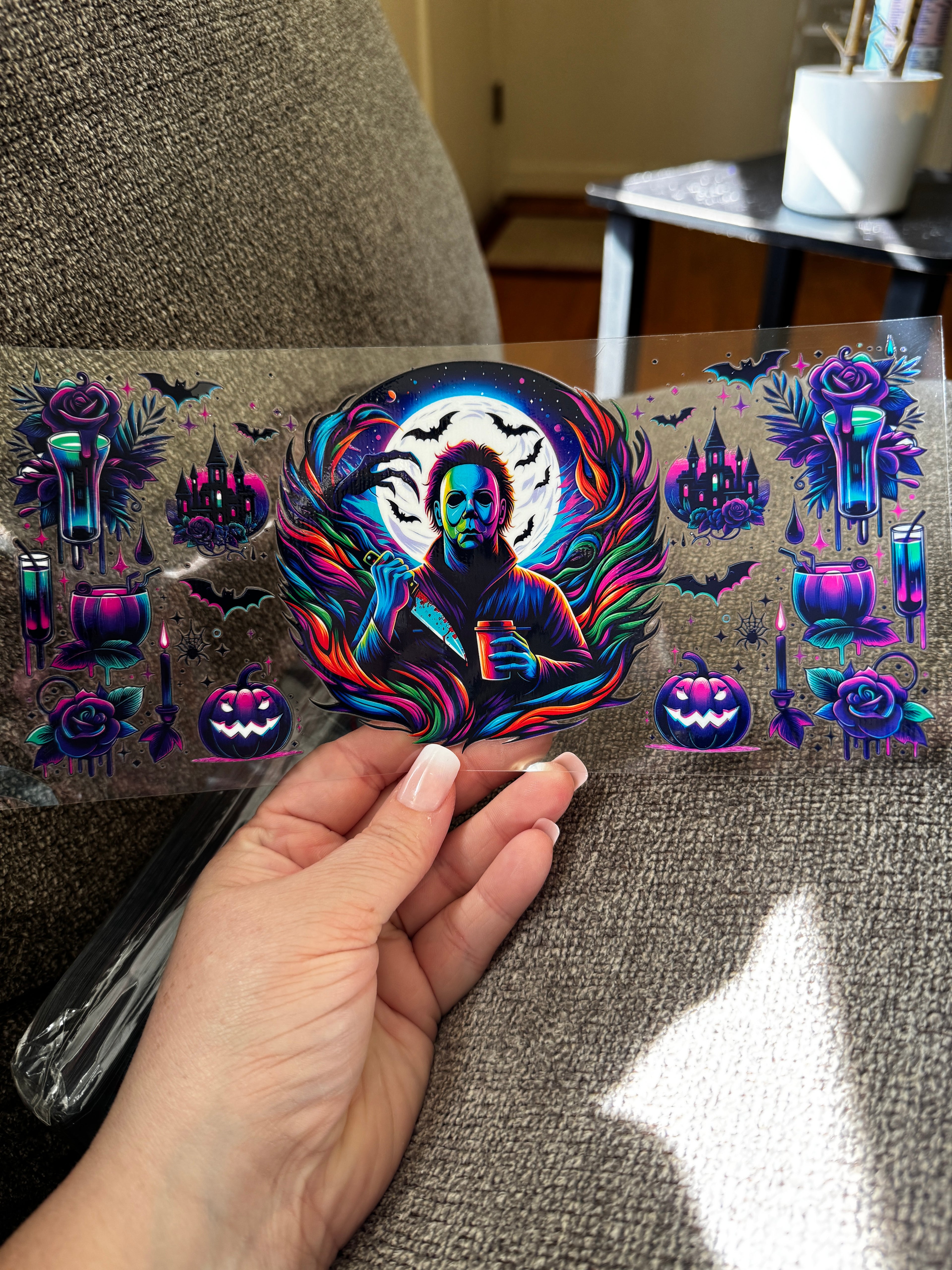 Michael Myers, purple and teal