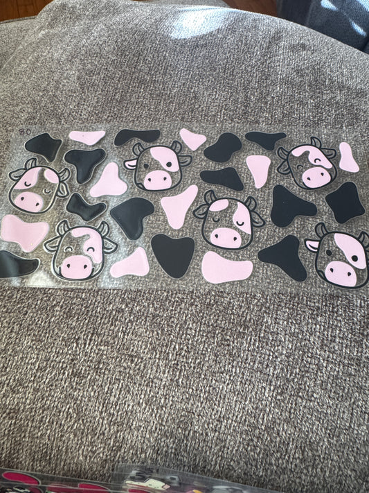 Cow print black and pink