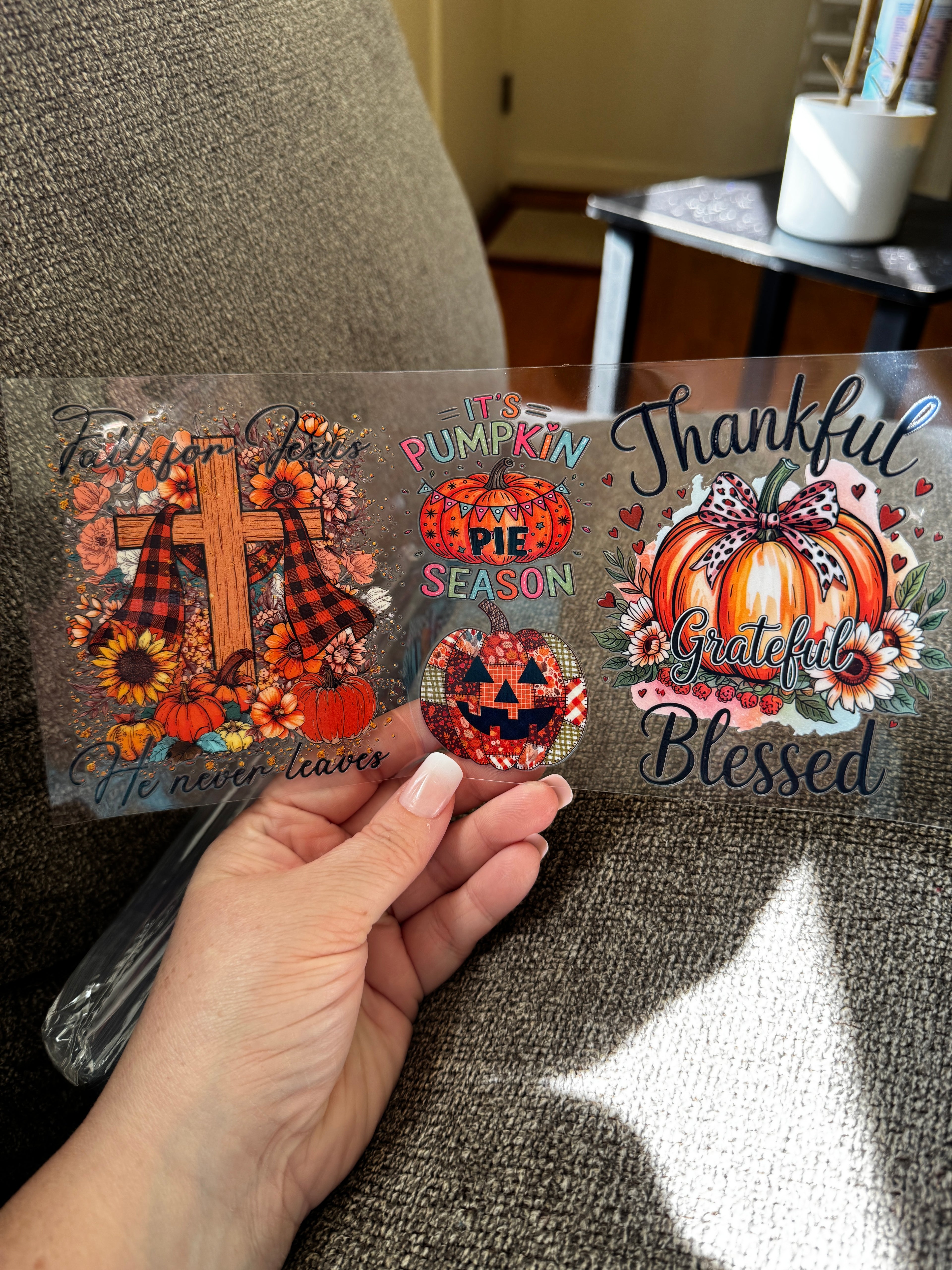 Fall for Jesus he never leaves pumpkin season. Thankful grateful blessed.