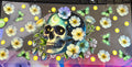 Green floral skull