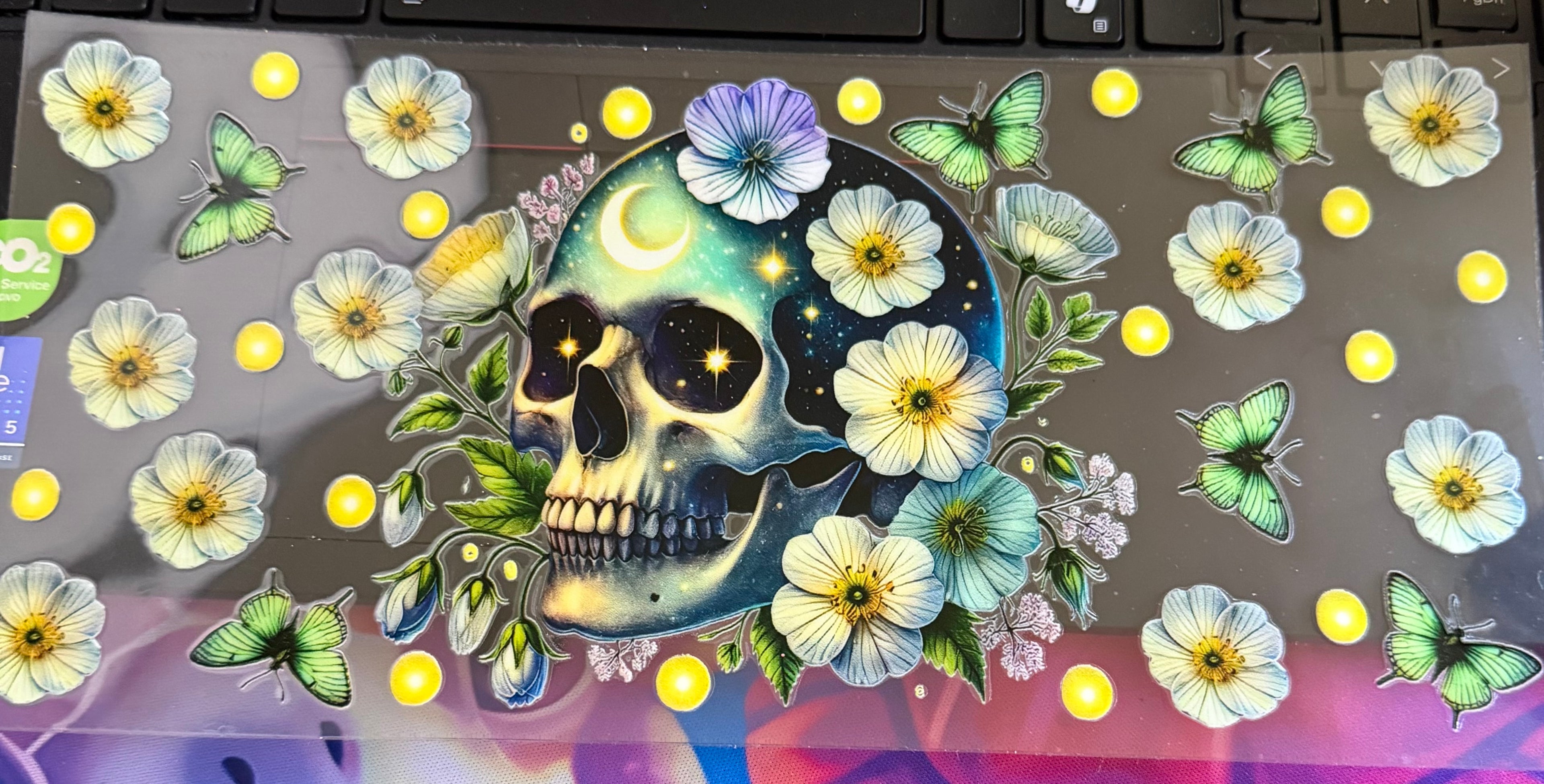 Green floral skull