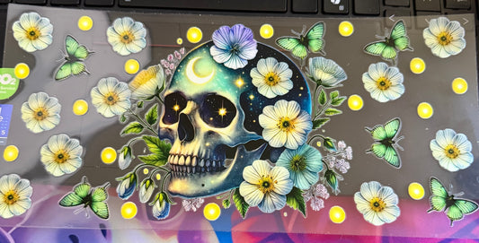 Green floral skull