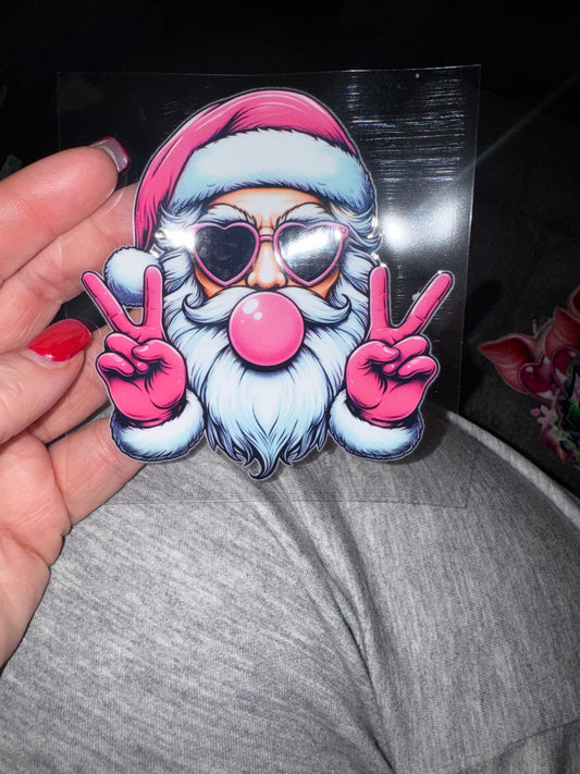 Santa blowing bubblegum