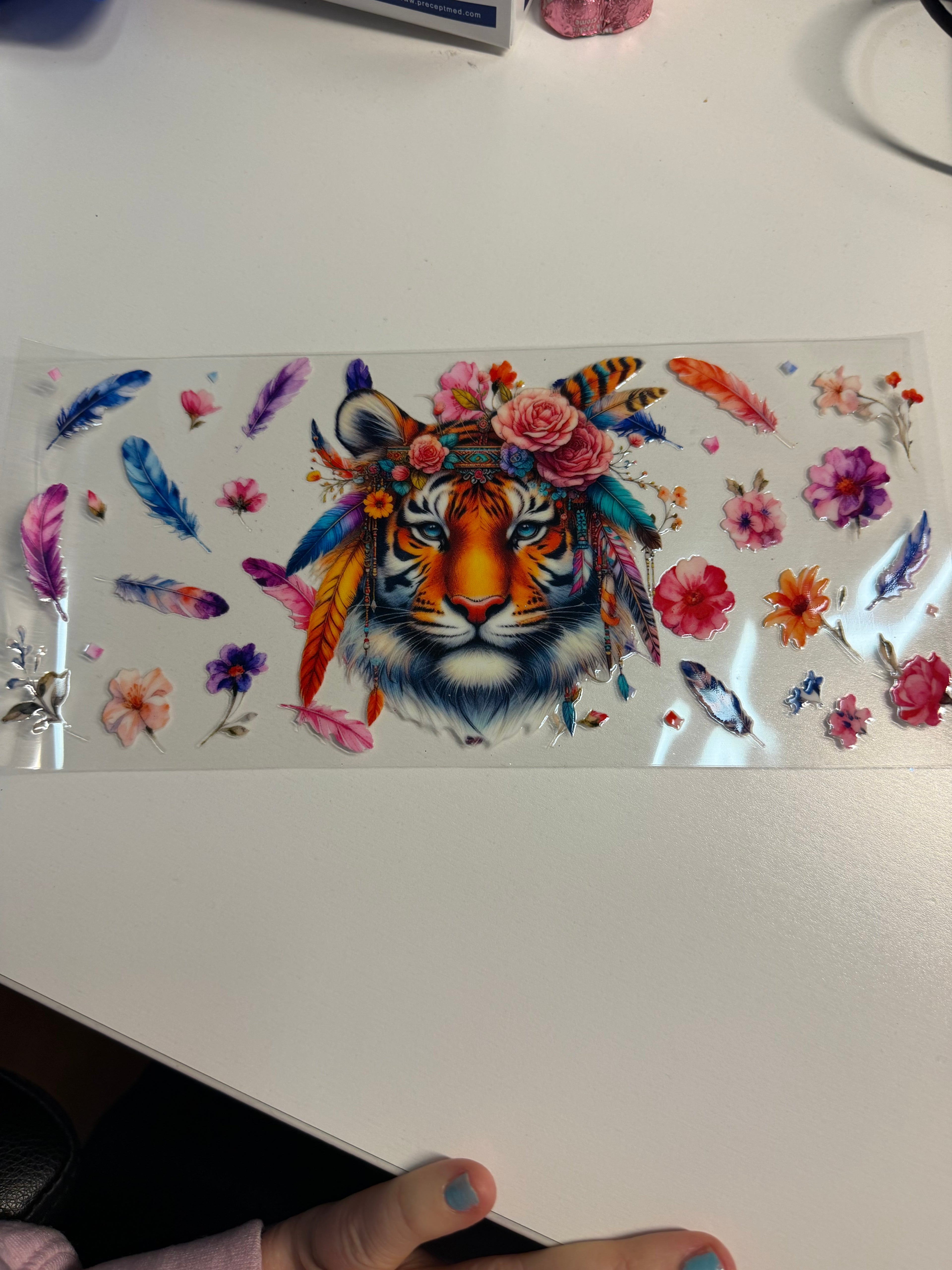 Tiger with colorful feathers