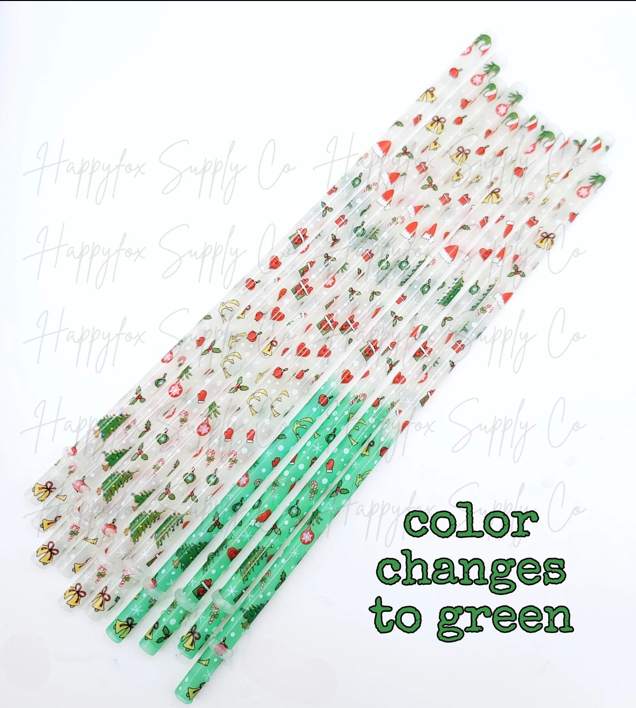 Color Changing(green) Grinch Straws fits 24 and 40oz cups