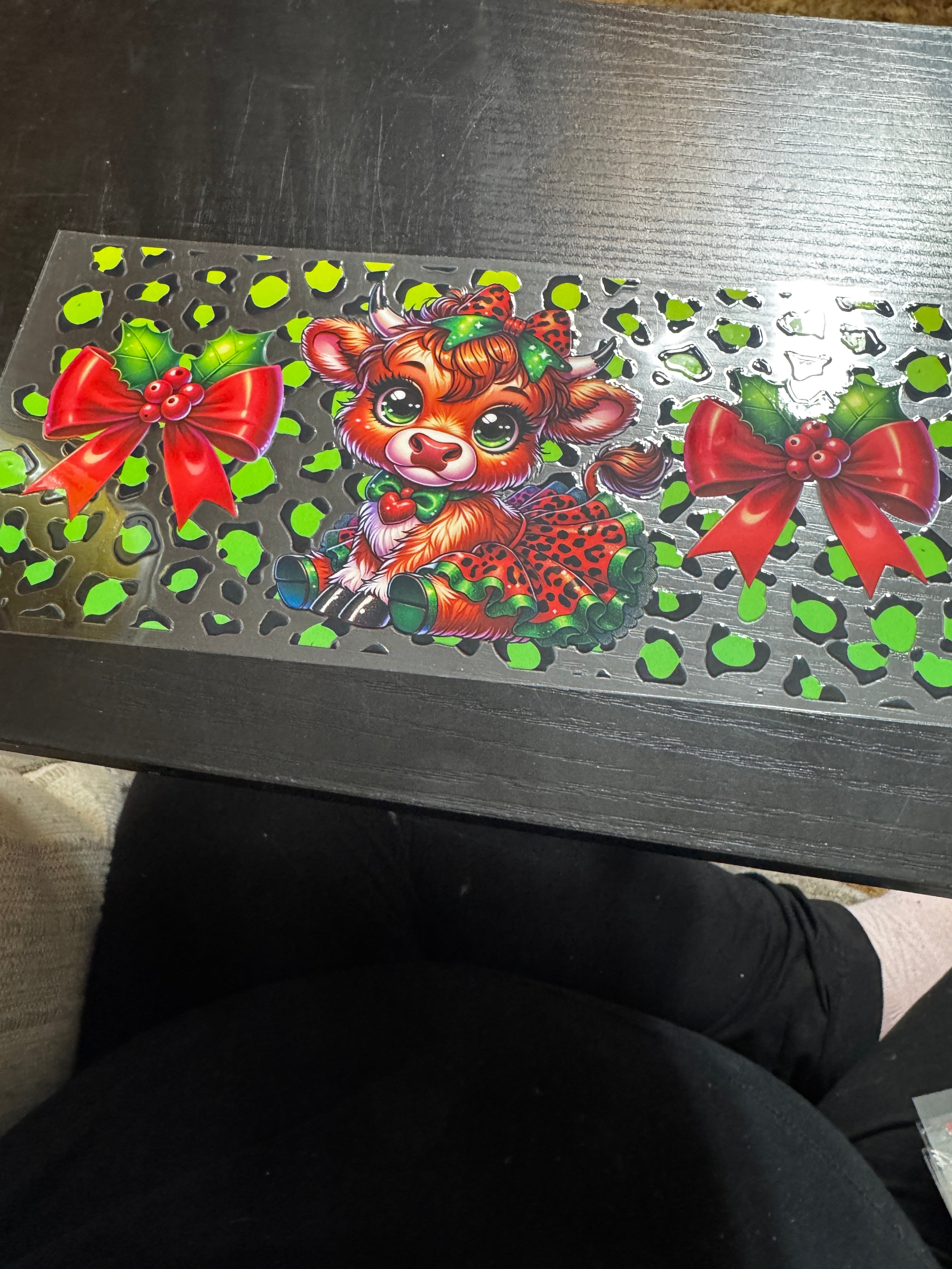 Cow red bows and green dots