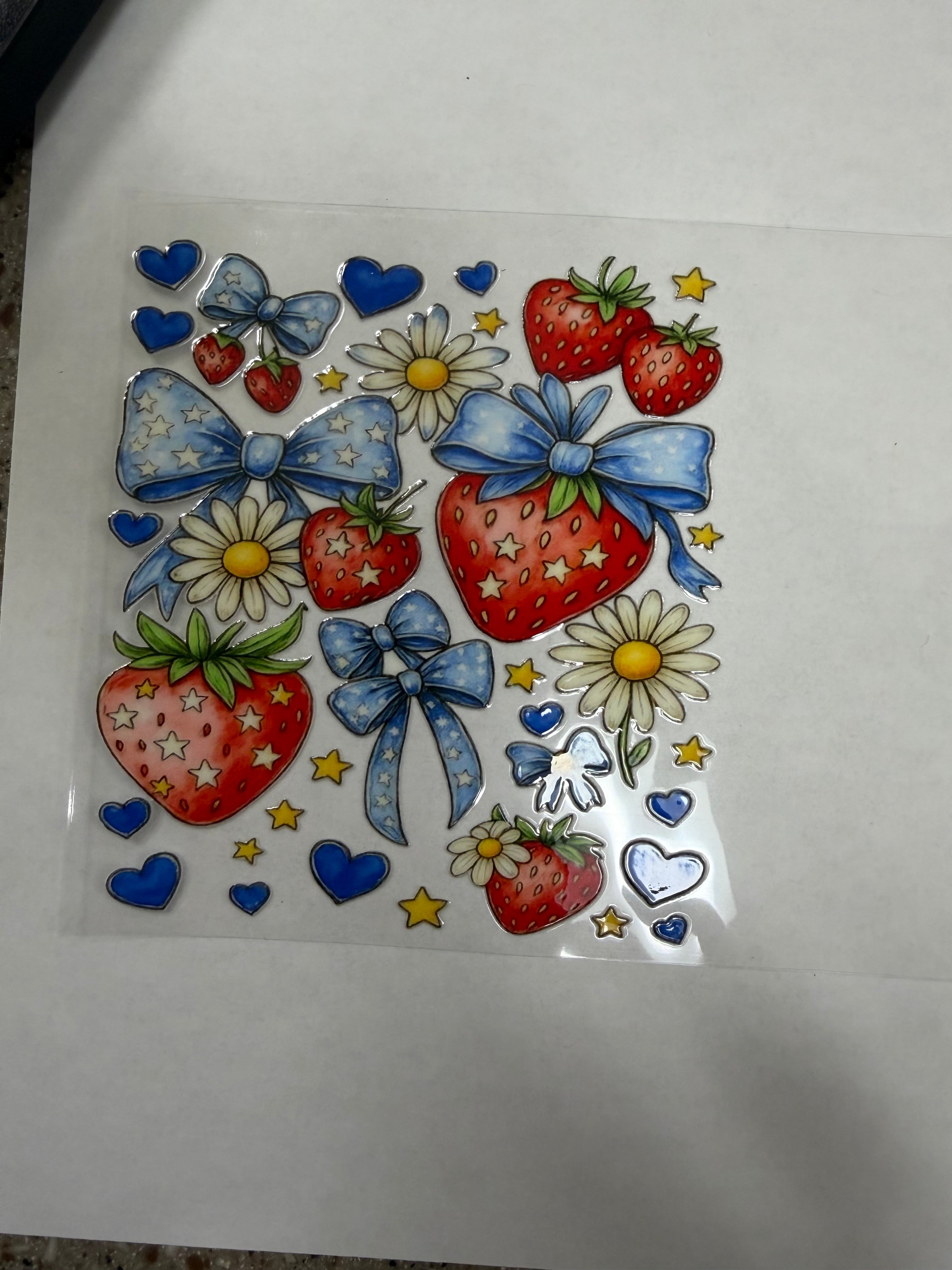 Strawberry and bows decal