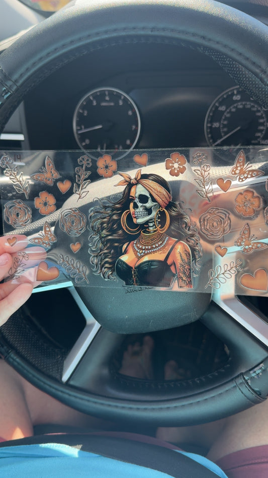 Skeleton girl with big hoops