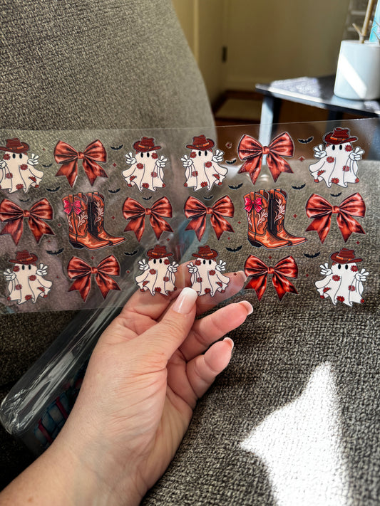 Western ghost brown boots brown bows