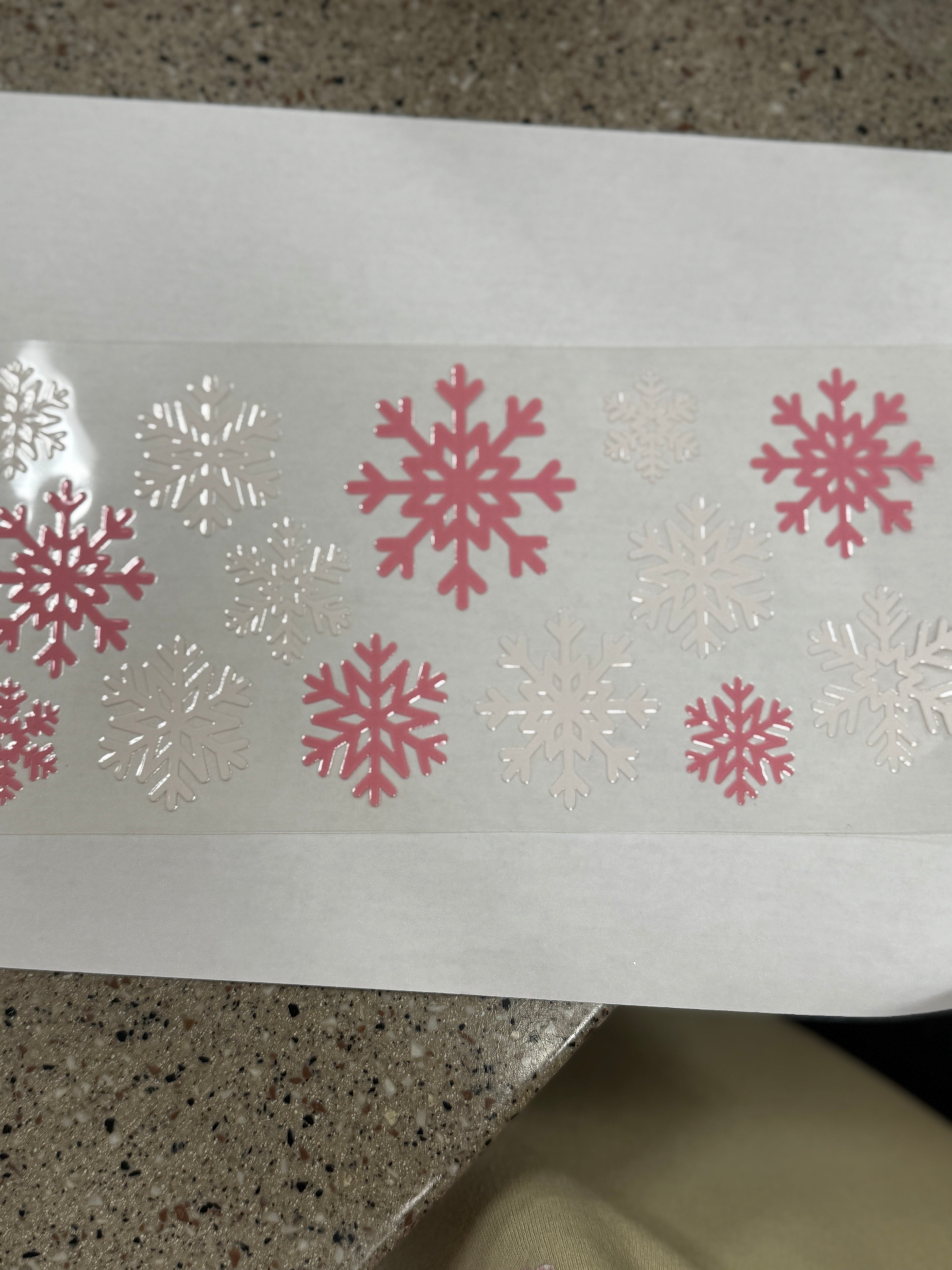 pink and white snowflakes