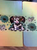Cute cow teal flowers