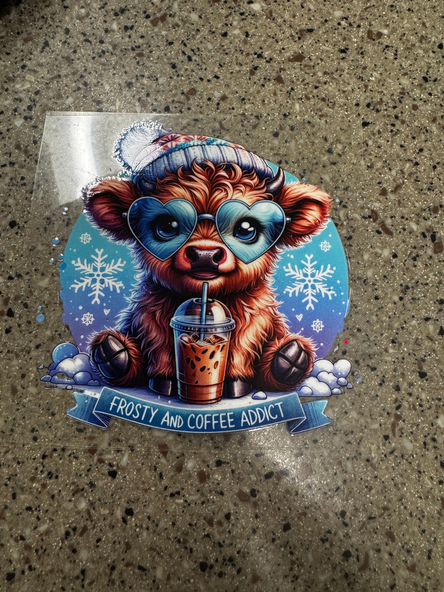 Frosty and coffee addict cow decal