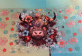 Western flower highland cow