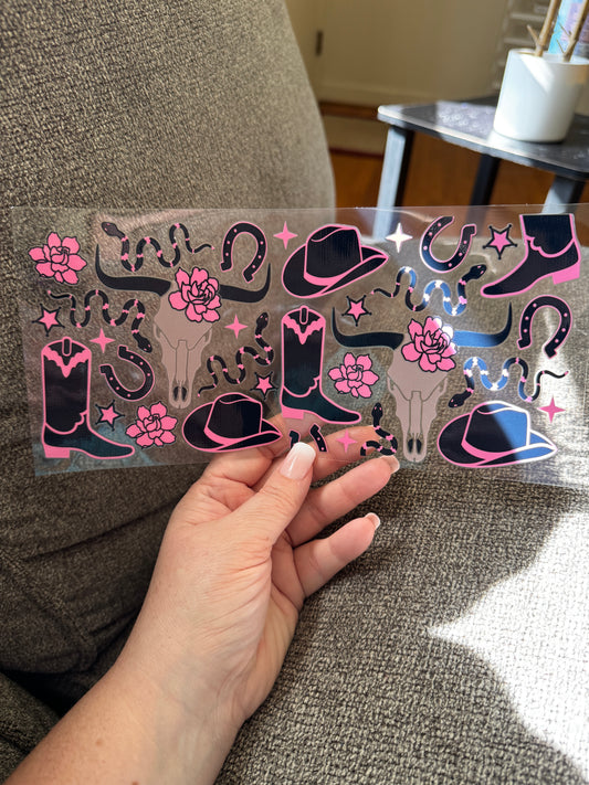 A26   Black and pink western neon