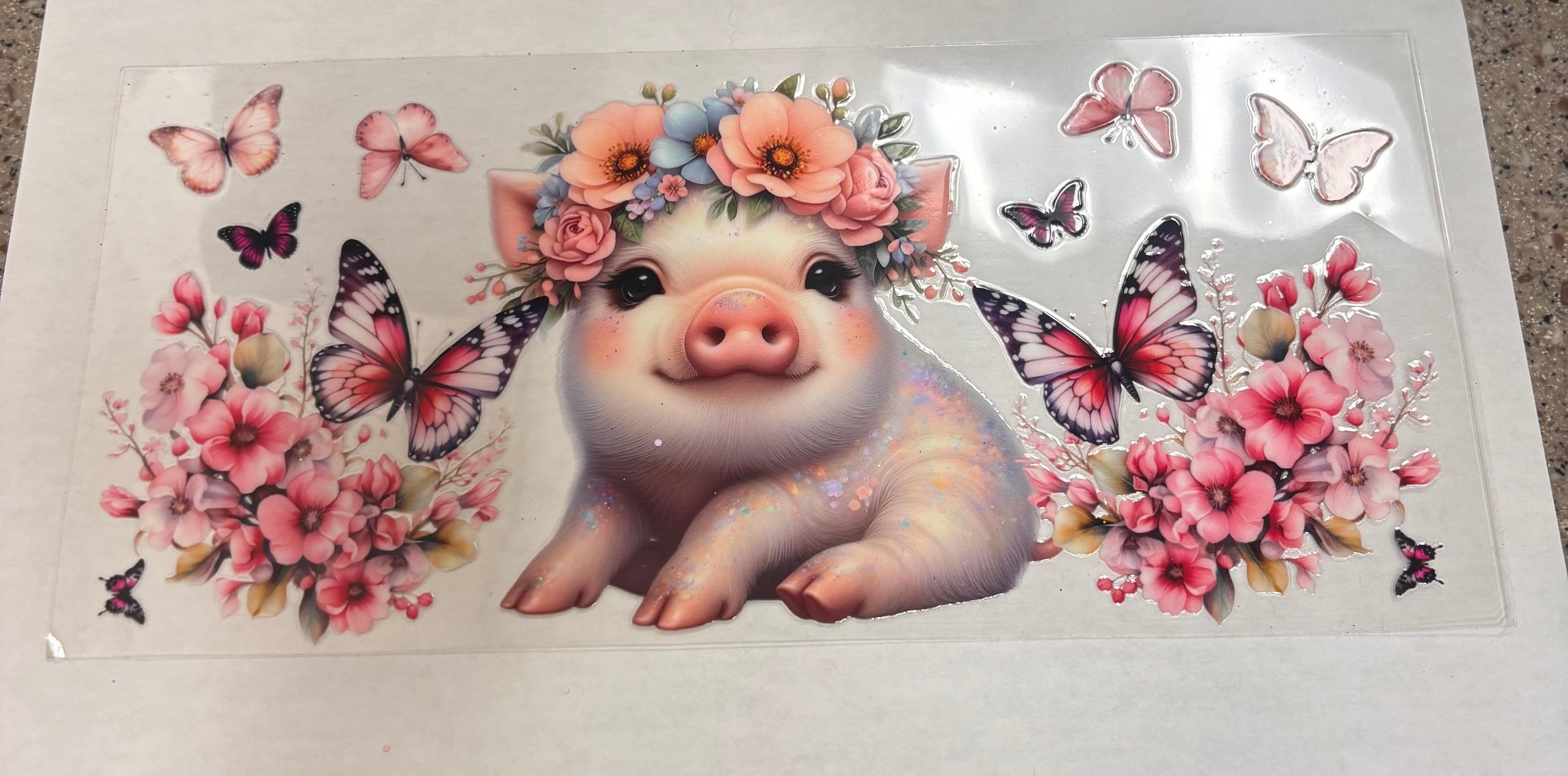 Pig and flowers