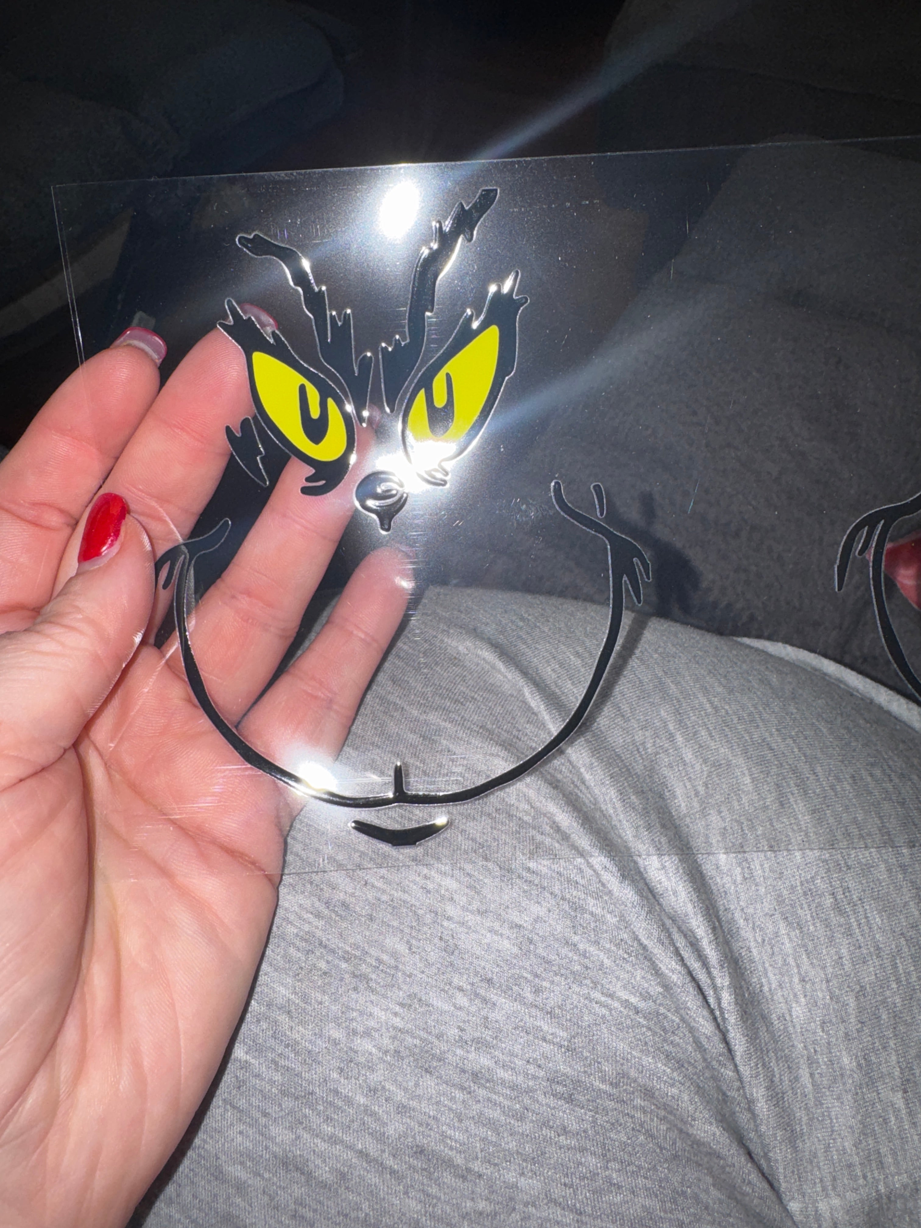 Grinch face decal