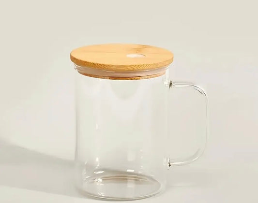 15 ounce glass coffee mug snow globe non-fillable handle