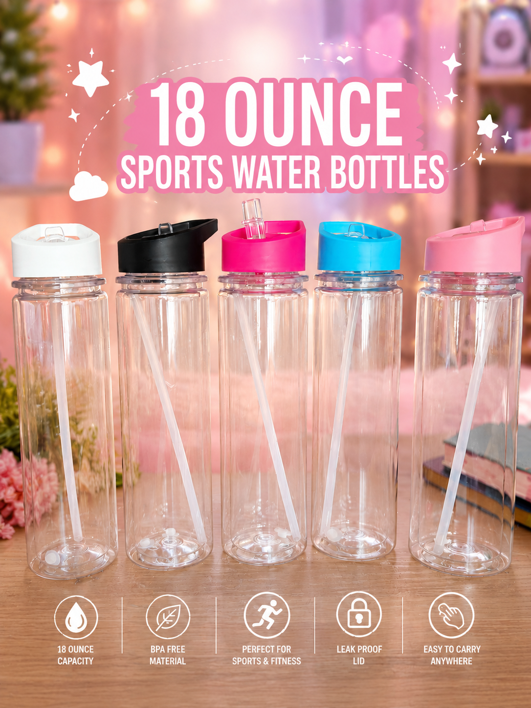 18 oz Sports water bottles