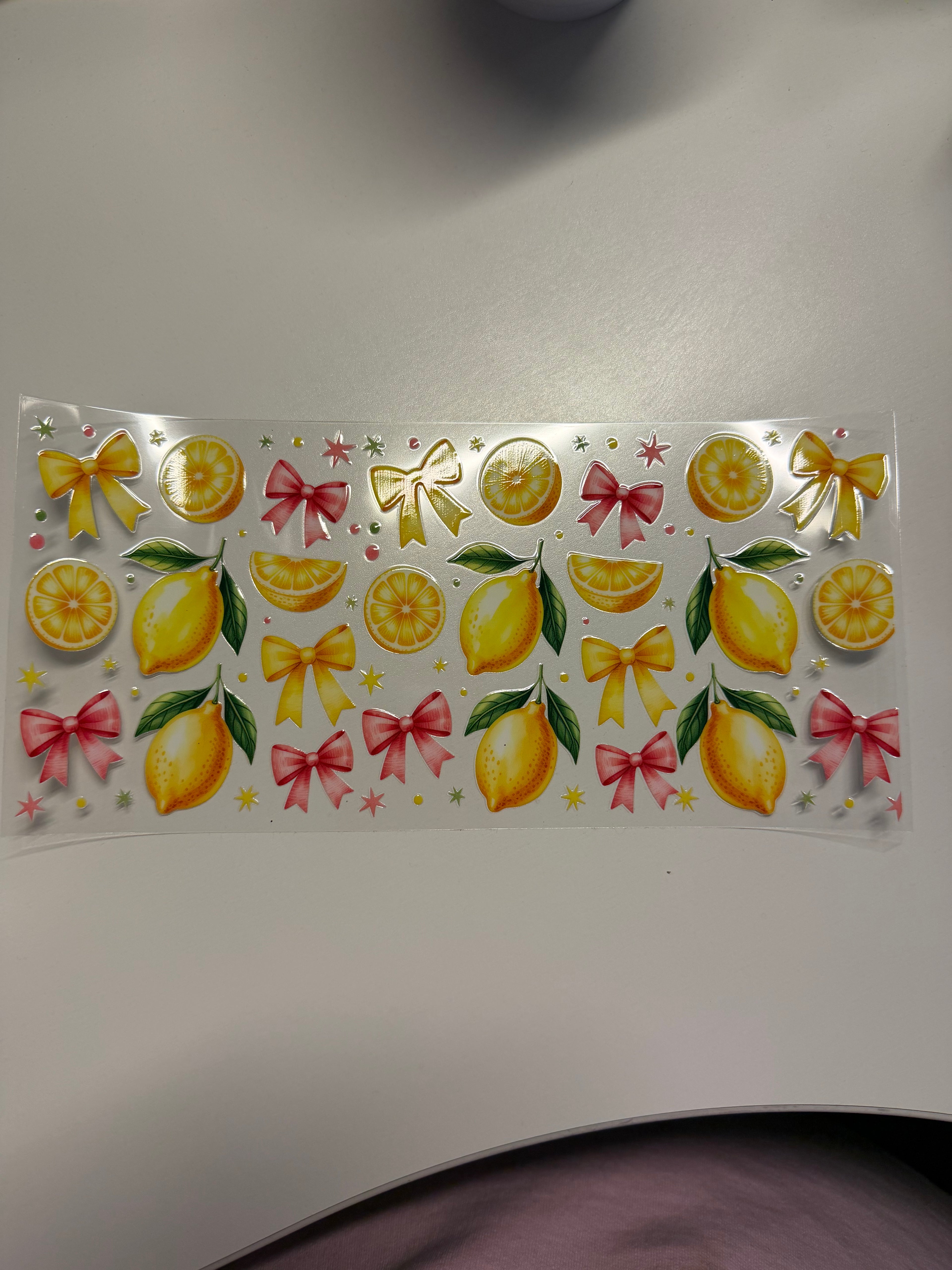 Lemons with pink and yellow bows