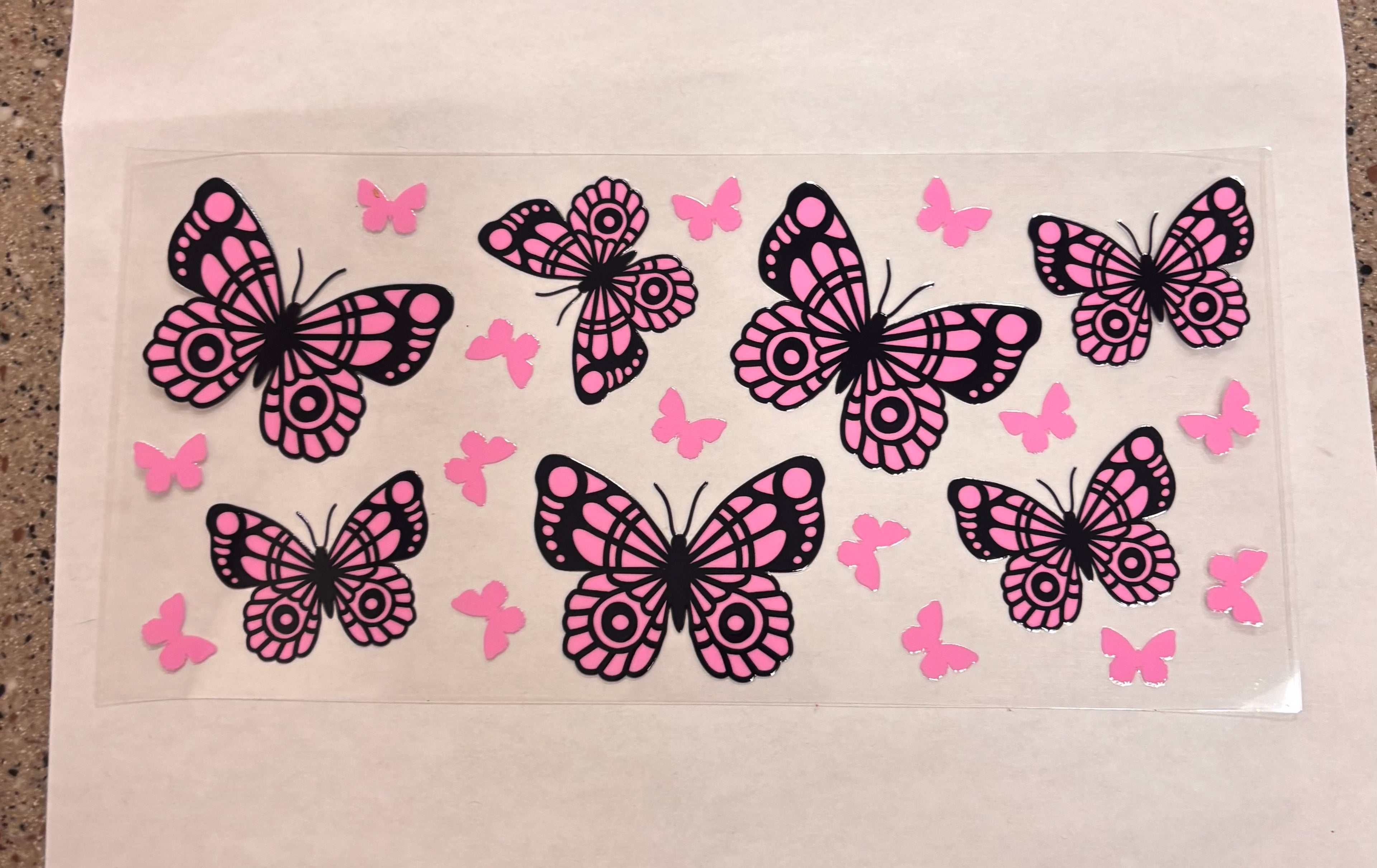 Black and pink butterflies