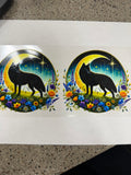 Wolf with yellow moon