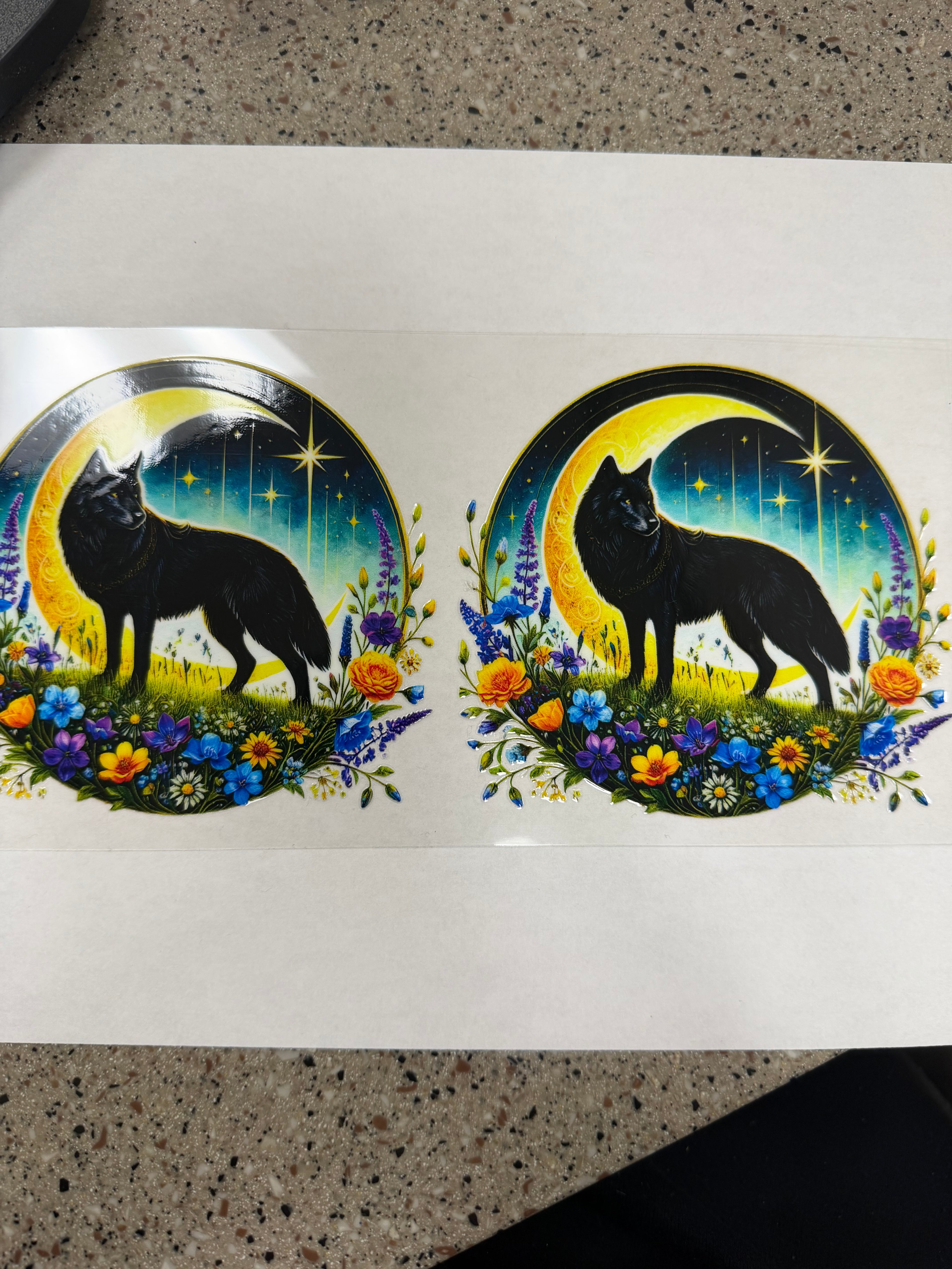 Wolf with yellow moon