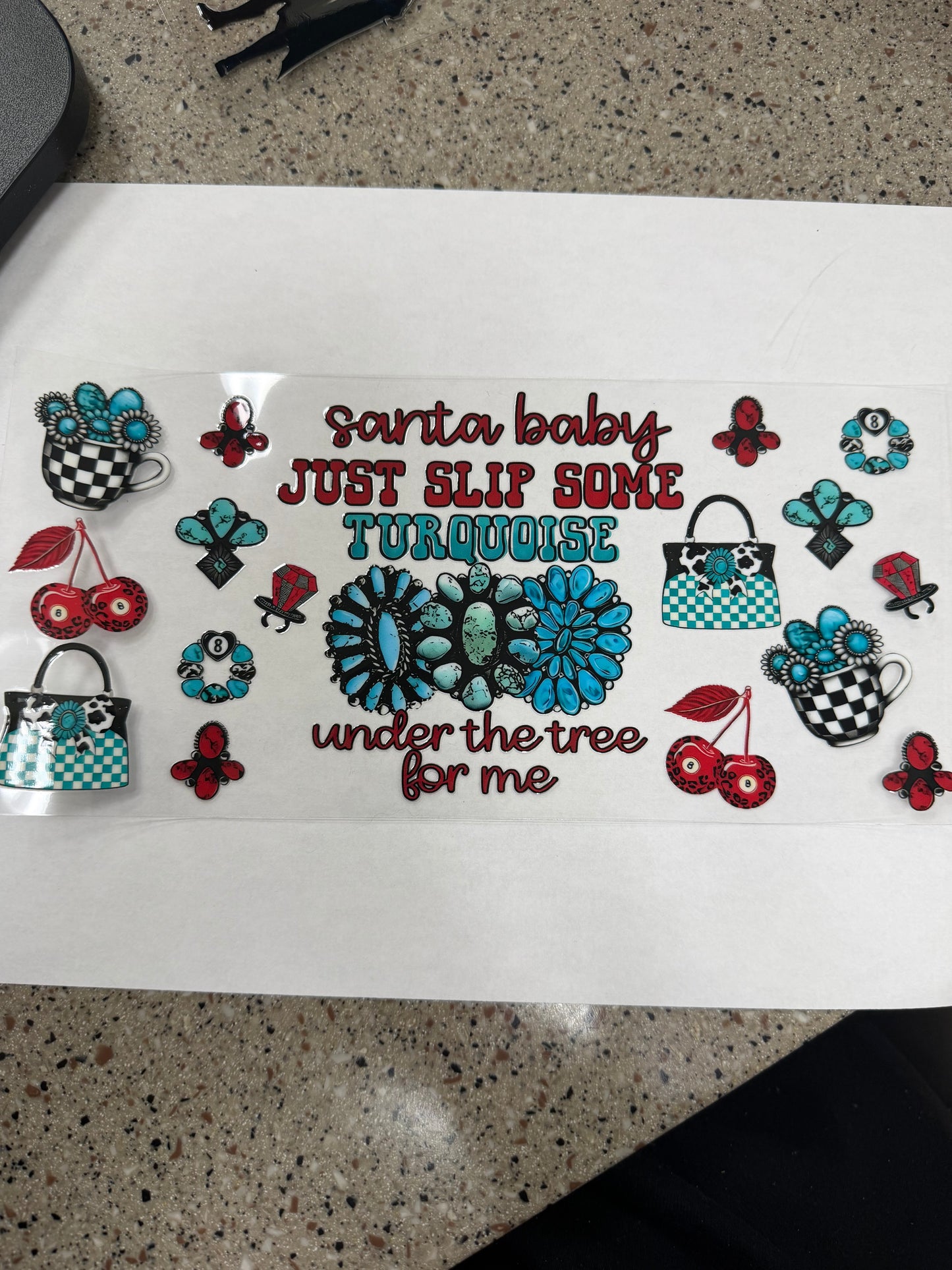 Santa baby slip turquoise under the tree