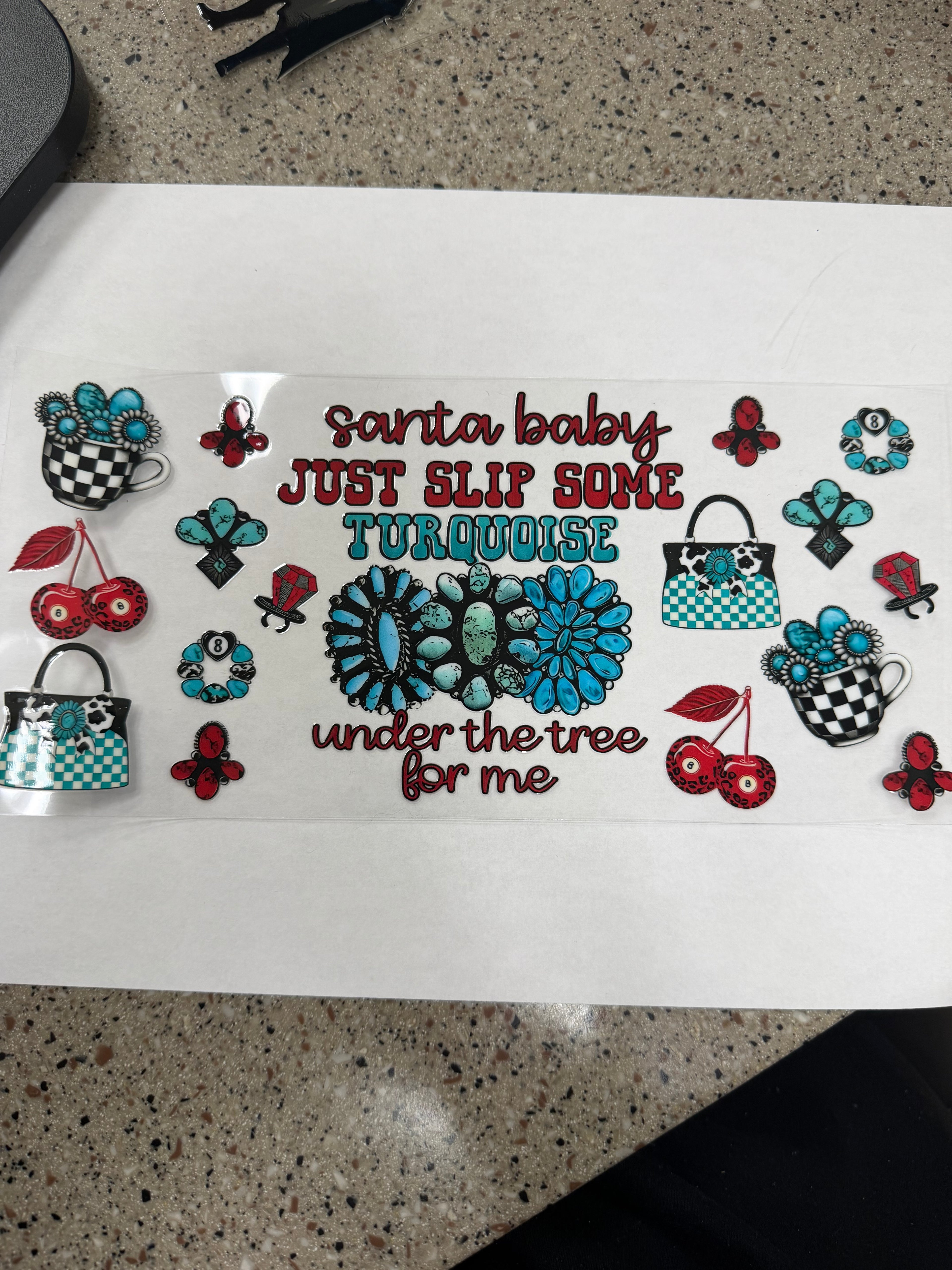 Santa baby slip turquoise under the tree