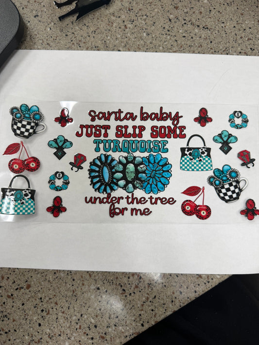 Santa baby slip turquoise under the tree