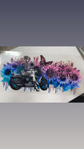 Badass girl Moto with flowers